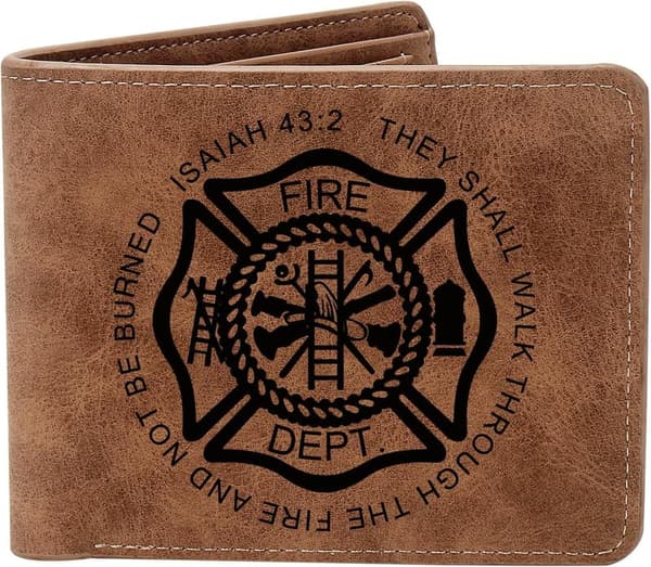 Personalized Leather Wallet for Firefighter Graduation Gift