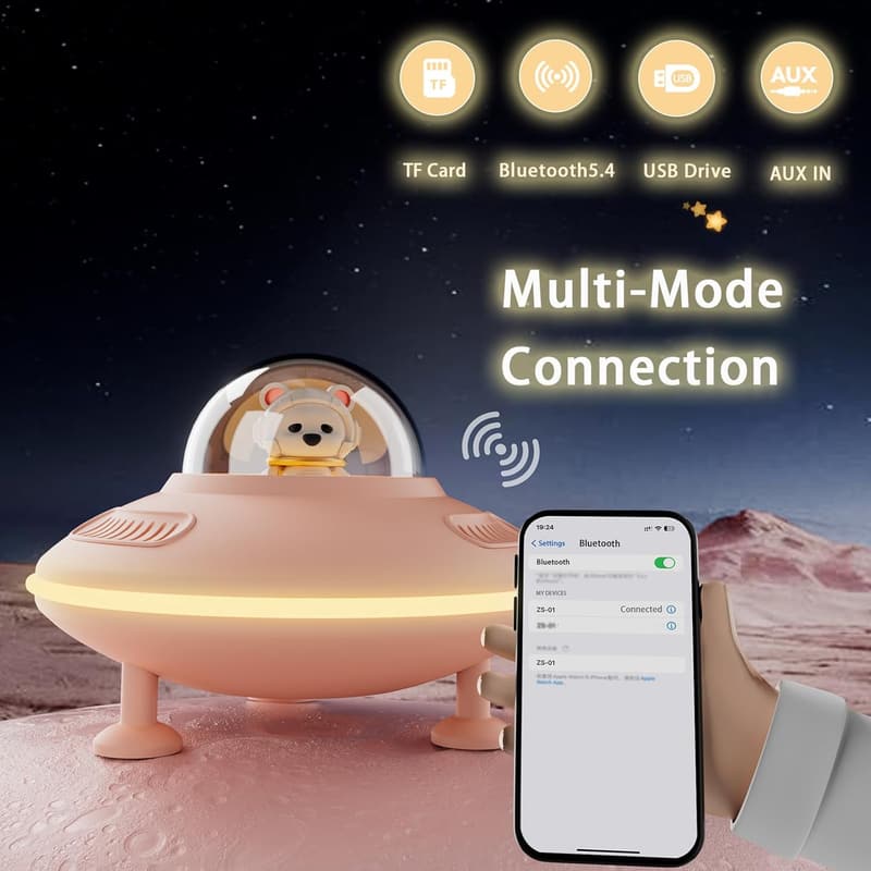 Pink Bluetooth Speaker with Night Light - Ideal Birthday Gift for Teens