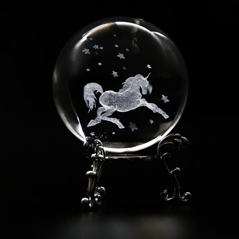 Unicorn Crystal Ball Paperweight with Stand - Birthday Gift