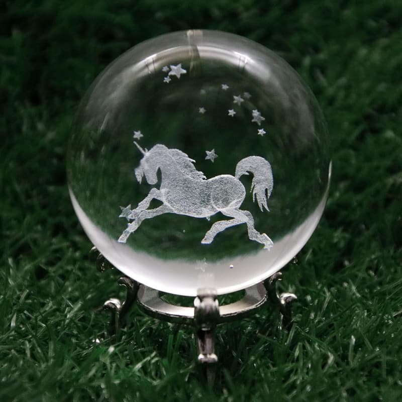 Unicorn Crystal Ball Paperweight with Stand - Birthday Gift