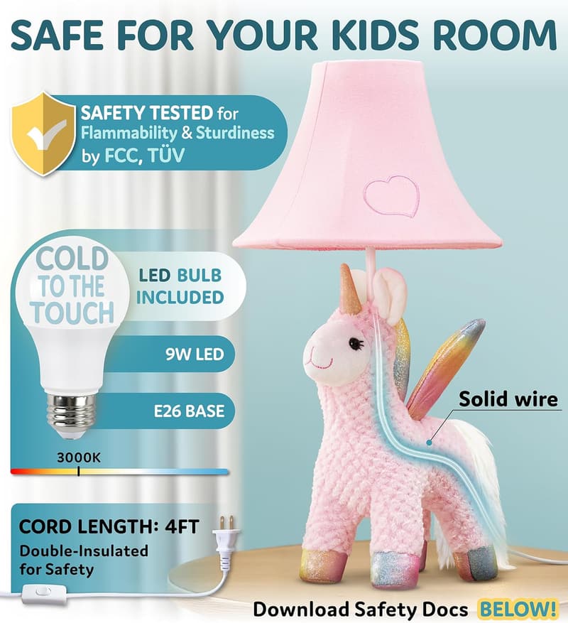 Unicorn Table Lamp - Cute Kids' Room Decor for Birthdays