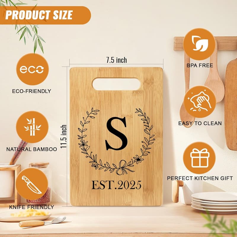 Personalized Monogrammed Cutting Board for Newlyweds