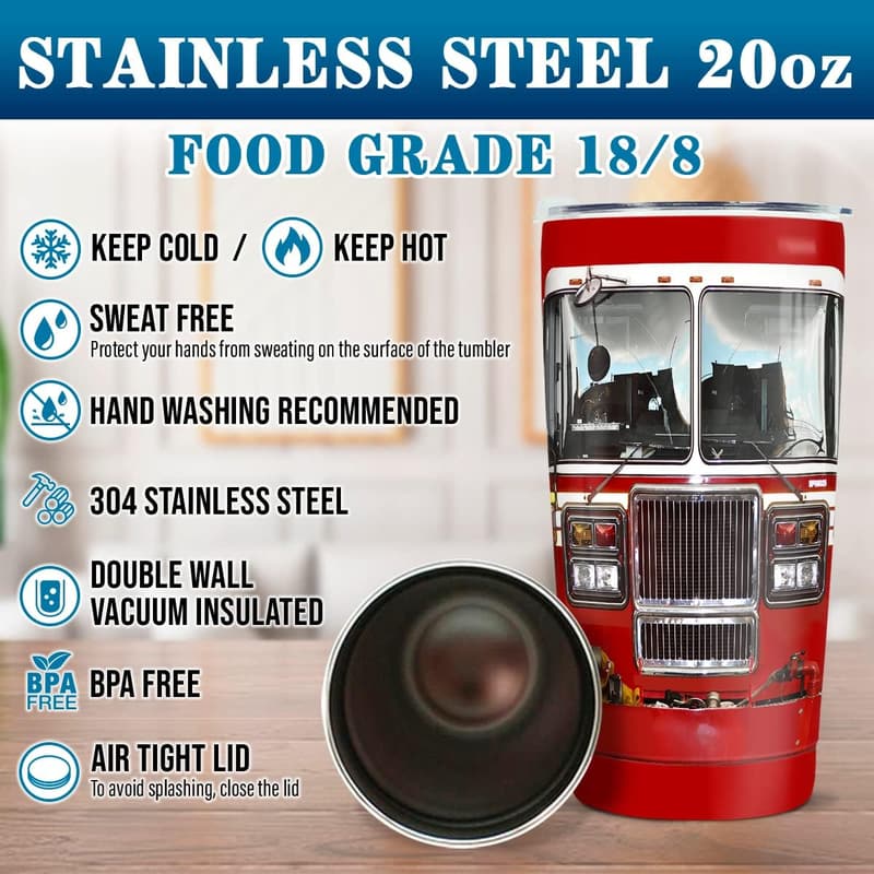 Firefighter Gift: 20oz Insulated Stainless Steel Tumbler
