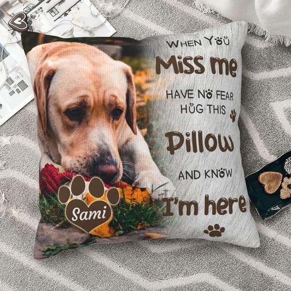 Pet Memorial Throw Pillow with Personalized Photo