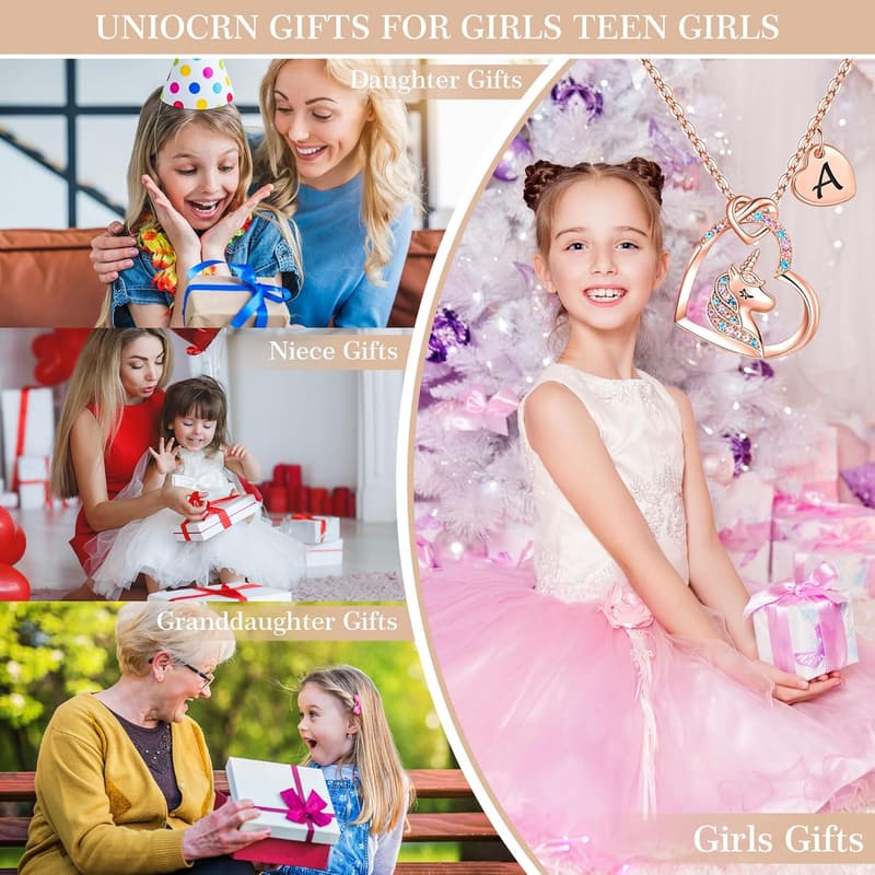 Graduation Unicorn Necklace for Girls - Colorful CZ Pendant