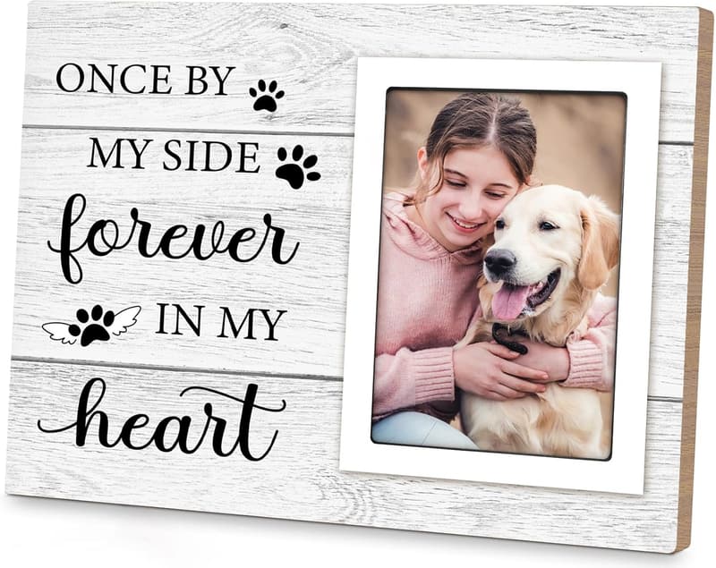 Pet Memorial Frame with Paw Print for Dog Loss Remembrance