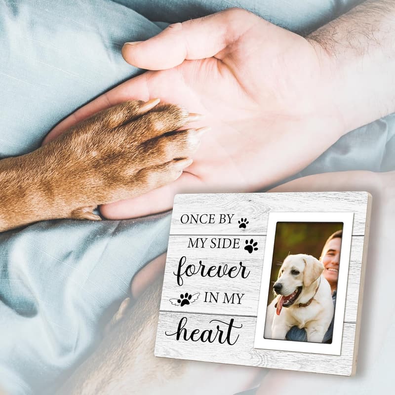 Pet Memorial Frame with Paw Print for Dog Loss Remembrance