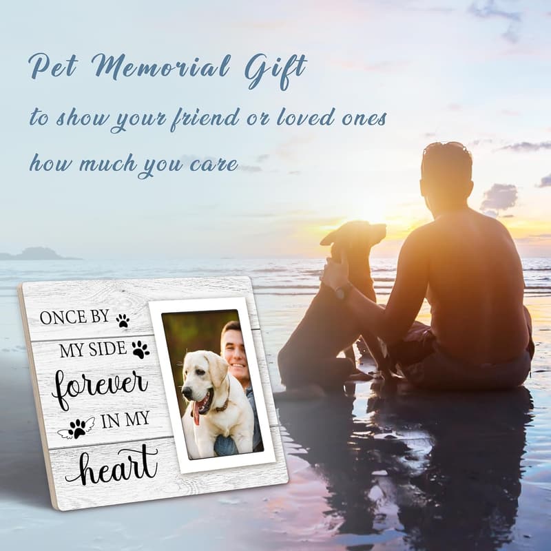Pet Memorial Frame with Paw Print for Dog Loss Remembrance
