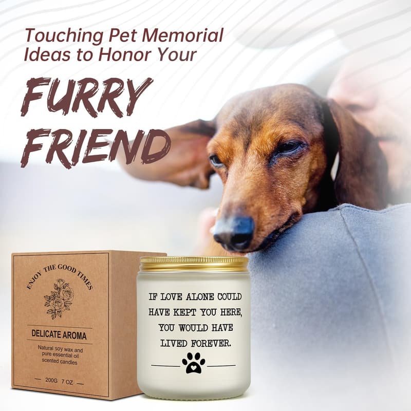 Pet Memorial Candle for Dog or Cat Loss - Sympathy Gift