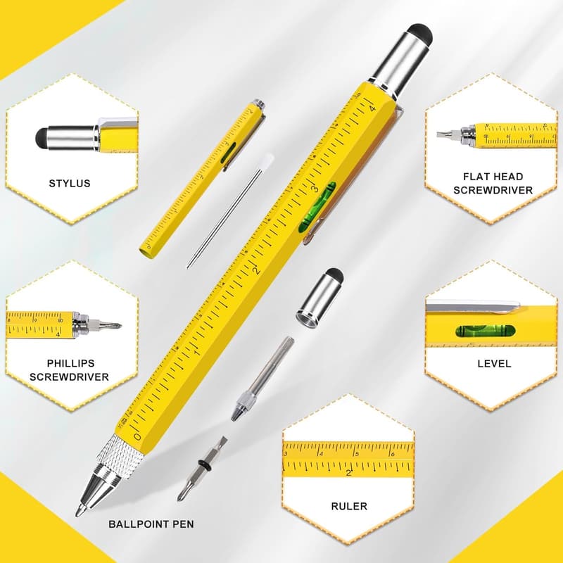 6-in-1 Multitool Pen - Great Gift for Men on Any Occasion
