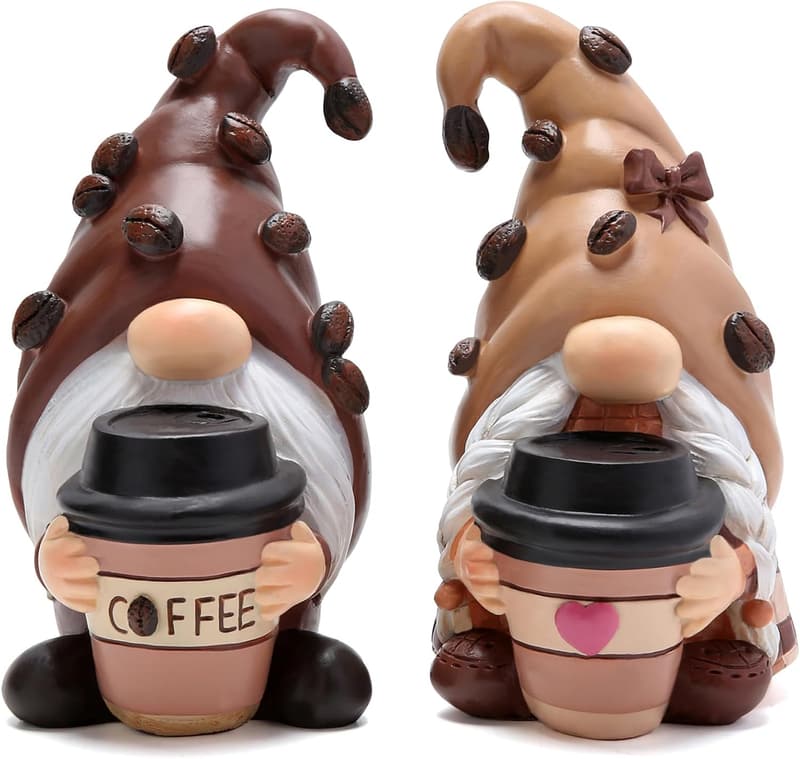 Coffee-Themed Gnome Decor Statue for Home and Gardens