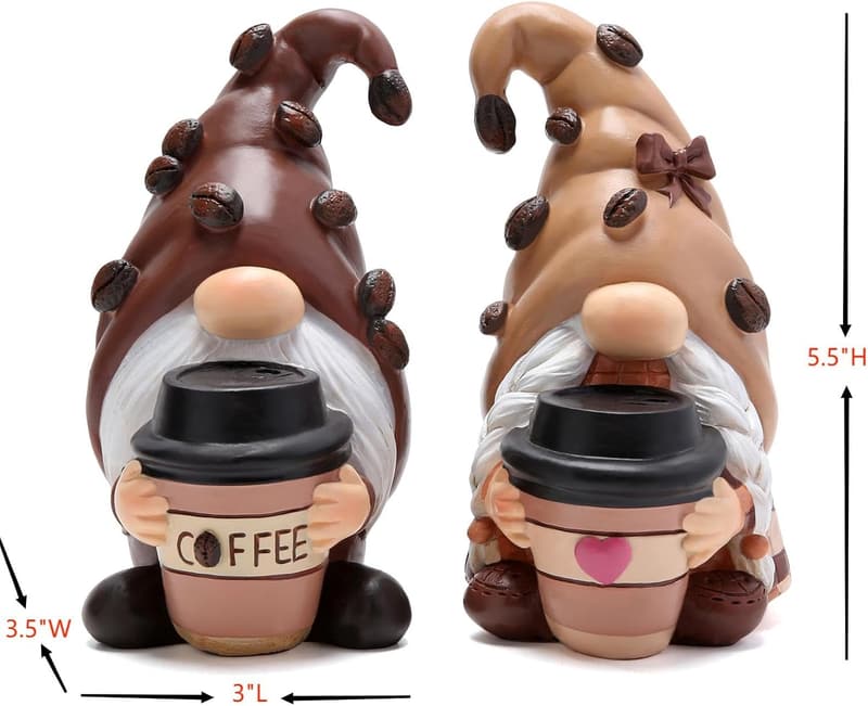 Coffee-Themed Gnome Decor Statue for Home and Gardens