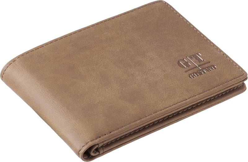 Men's Minimalist Leather Bifold Wallet with ID Window