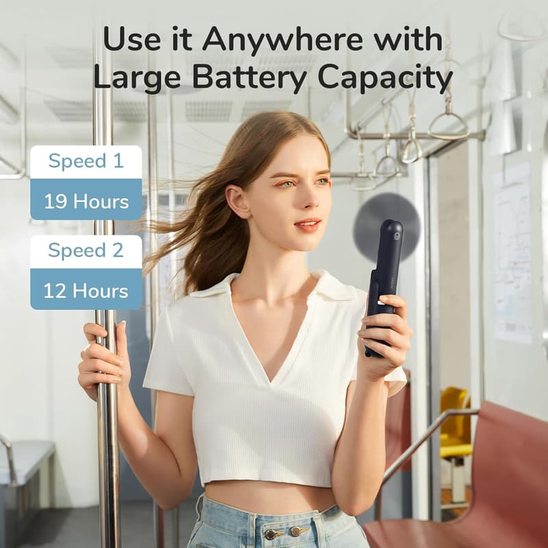 Portable 3-in-1 Mini Fan with Power Bank & Flashlight for Travel