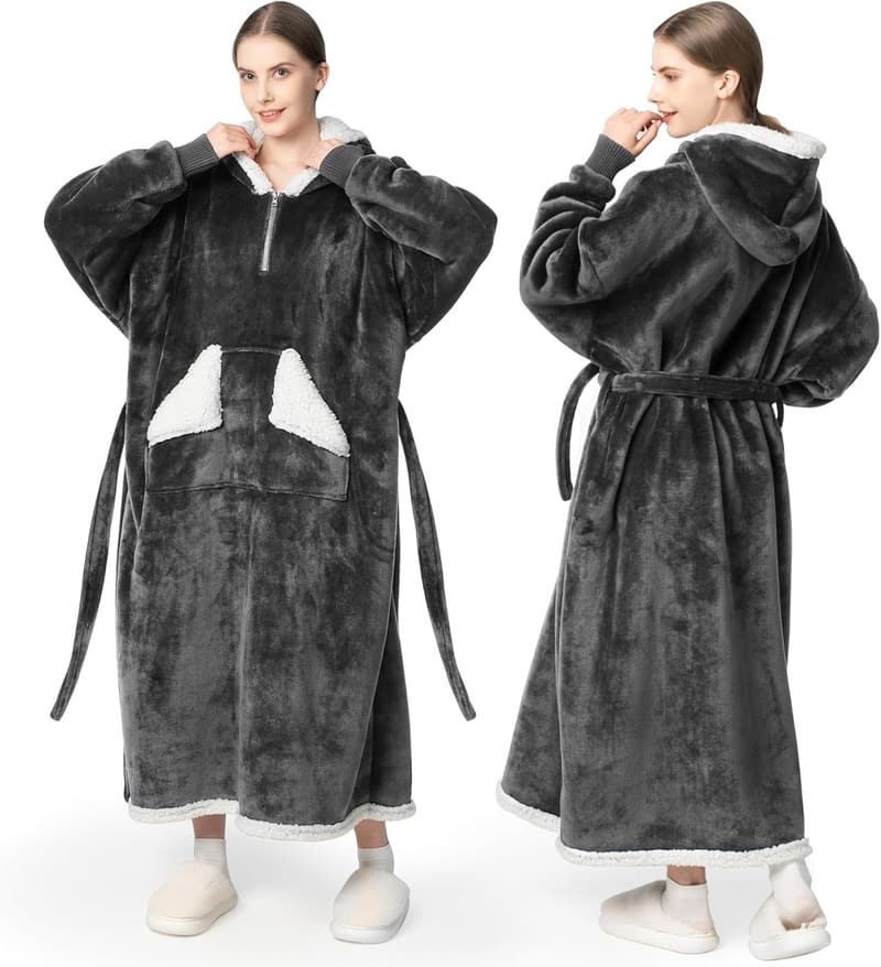 Winter Gift: Oversized Sherpa Fleece Hoodie Blanket for Couples
