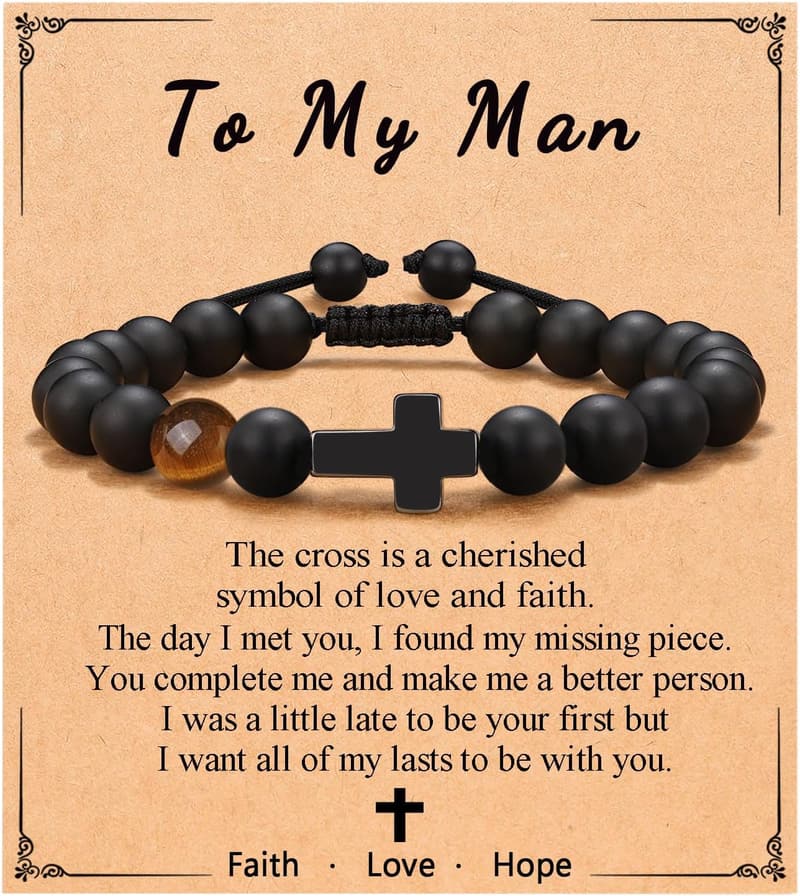 Men's Cross Bracelet - Christian Gift for Birthdays & Graduations