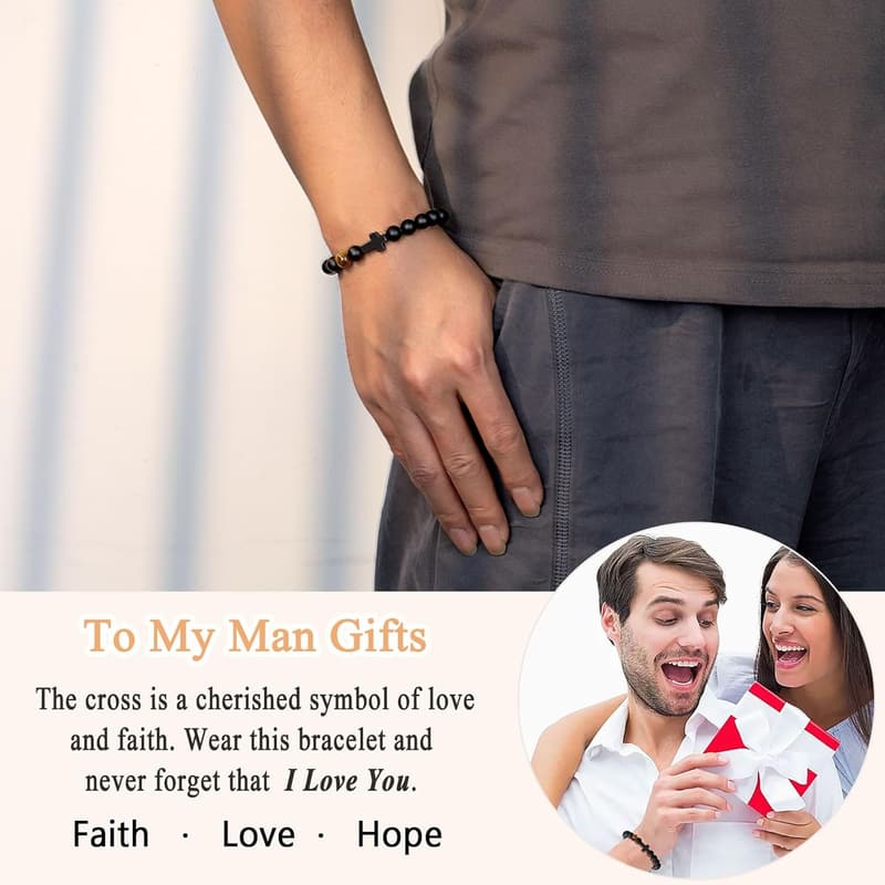 Men's Cross Bracelet - Christian Gift for Birthdays & Graduations