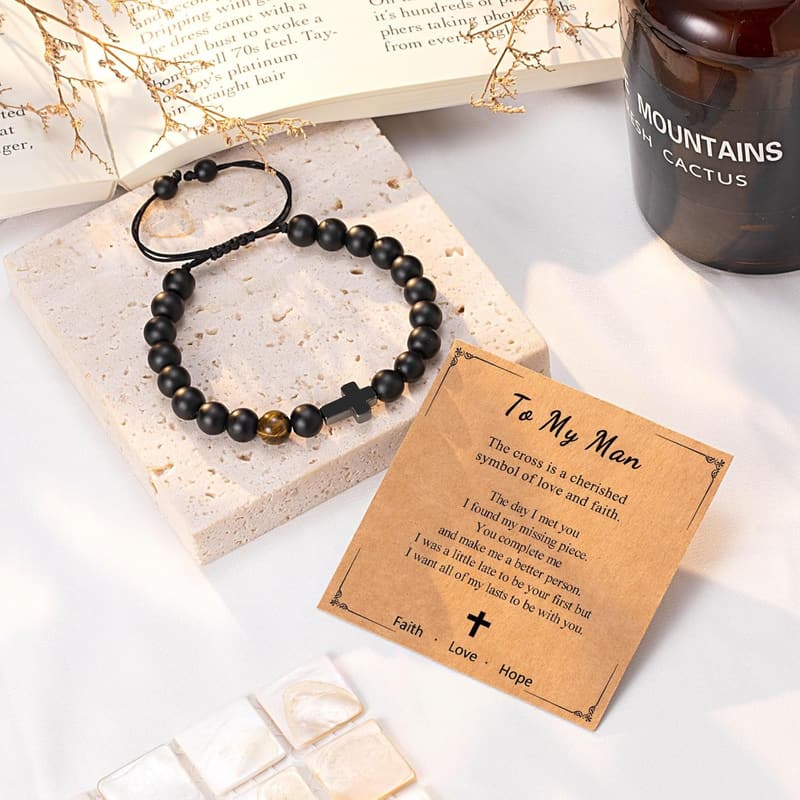 Men's Cross Bracelet - Christian Gift for Birthdays & Graduations
