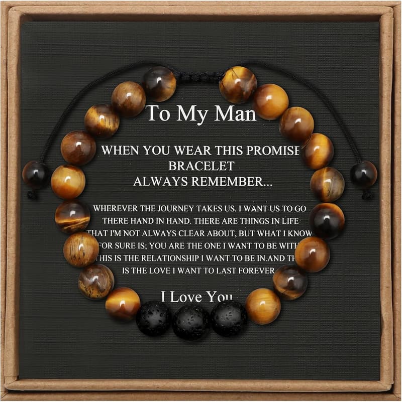 Tiger Eye Men's Bracelet for Father's Day - Adjustable 8mm Gift