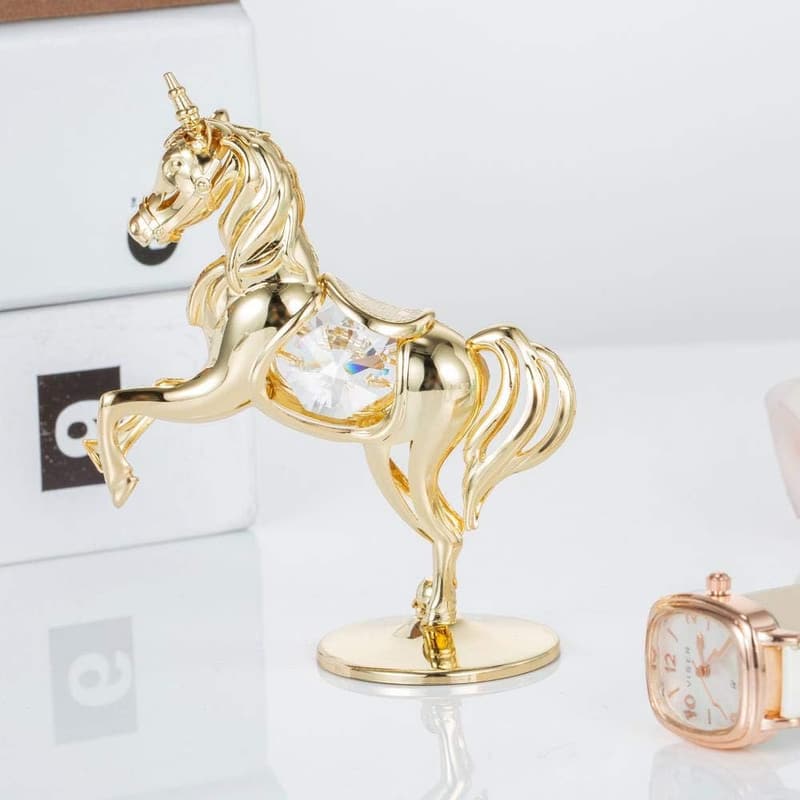 24K Gold Plated Unicorn Ornament with Crystals - Birthday Gift for Mom