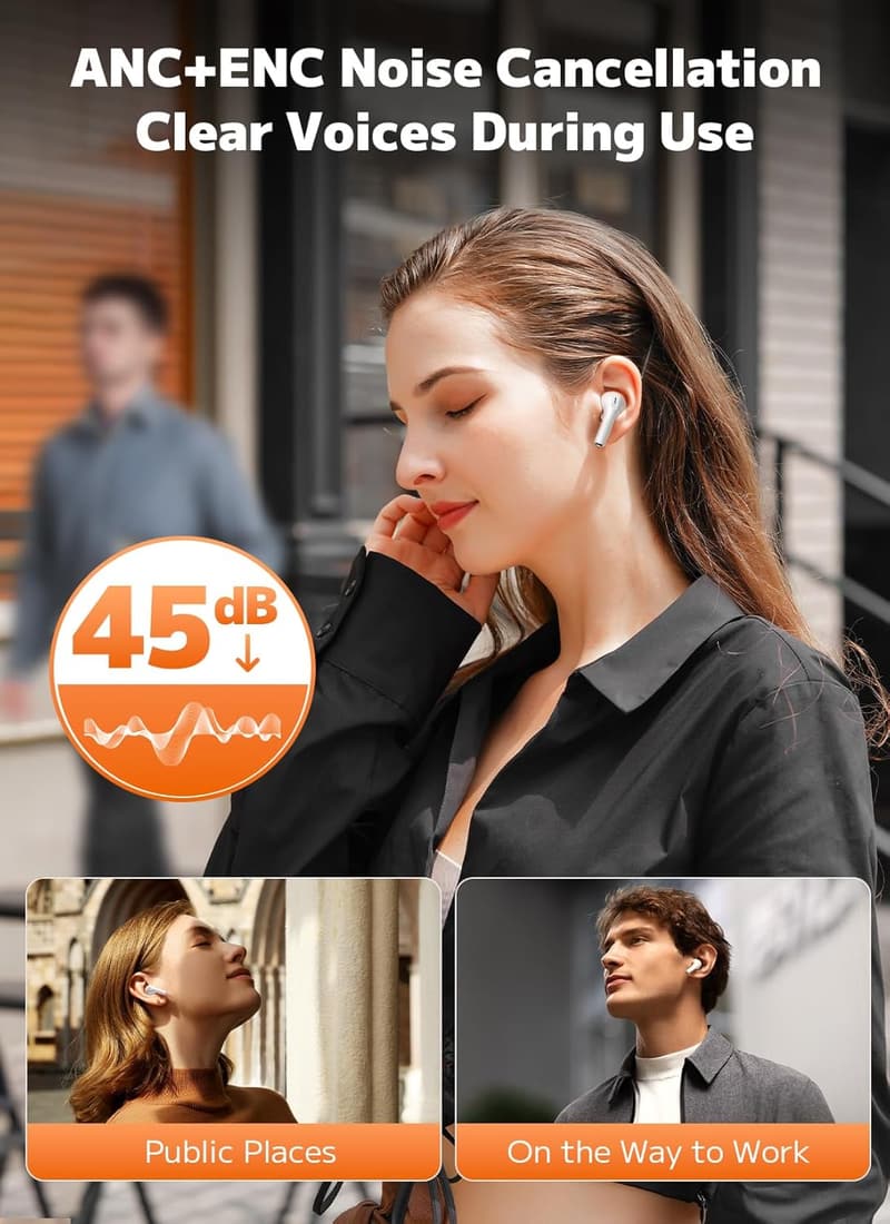 Bluetooth 5.4 Wireless Earbuds with ANC & 48H Playtime