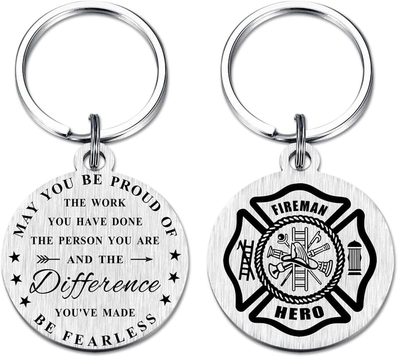 Personalized Firefighter Keychain Gift for Men