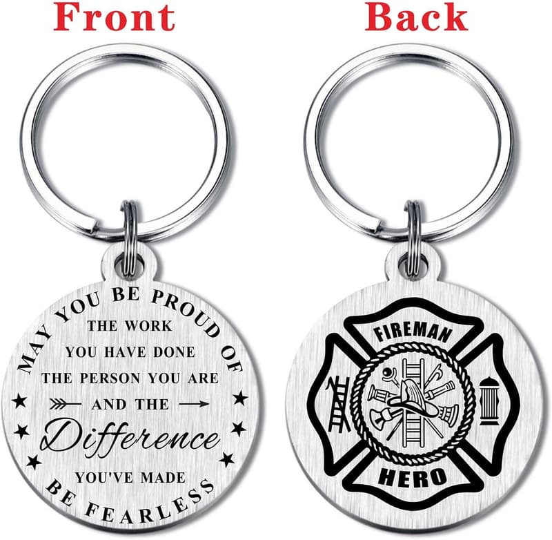 Personalized Firefighter Keychain Gift for Men