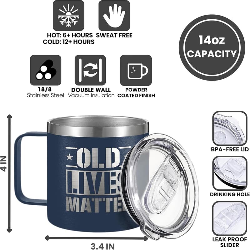 40th-80th Birthday Coffee Mug for Men - Perfect for Dad, Husband