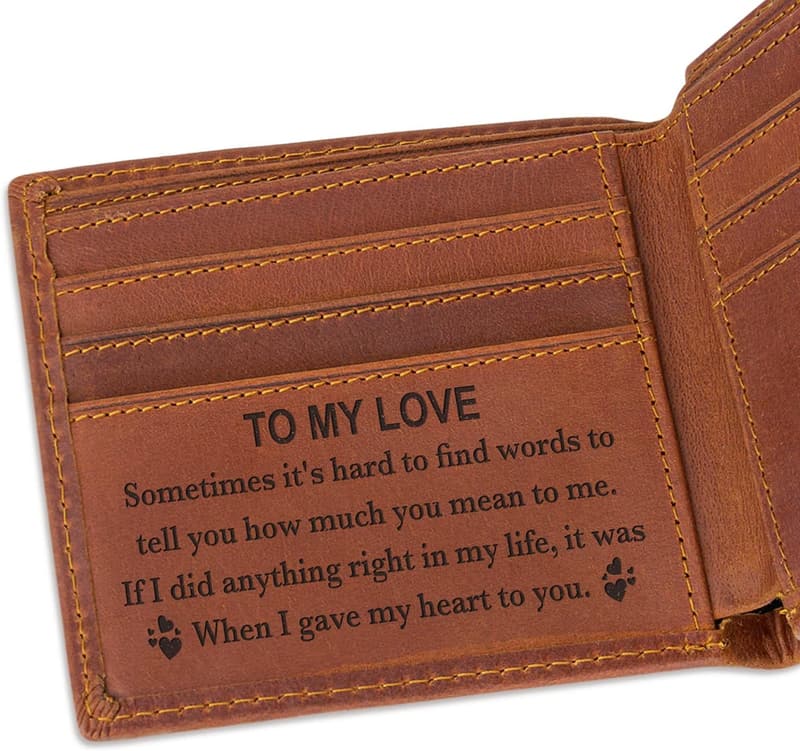 Custom Engraved Wallet for Men - Personalized Gifts for Dad, Husband, Boyfriend, Son