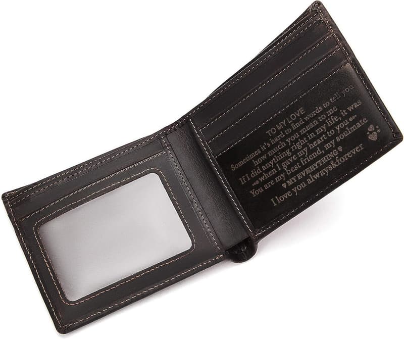 Personalized Leather Bifold Wallet for Men - Custom Engraving