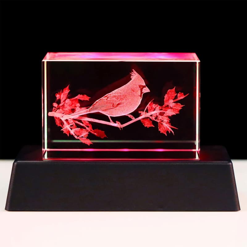 3D Laser Engraved Red Cardinal Night Light for Sympathy