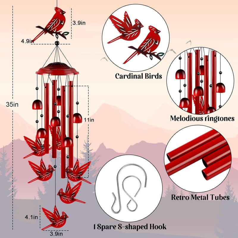 Cardinal Wind Chimes for Women - 35