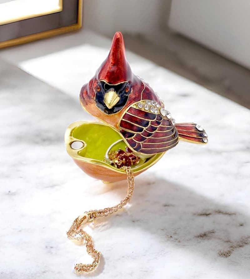 Cardinal Bird Keepsake Jewelry Box for Women