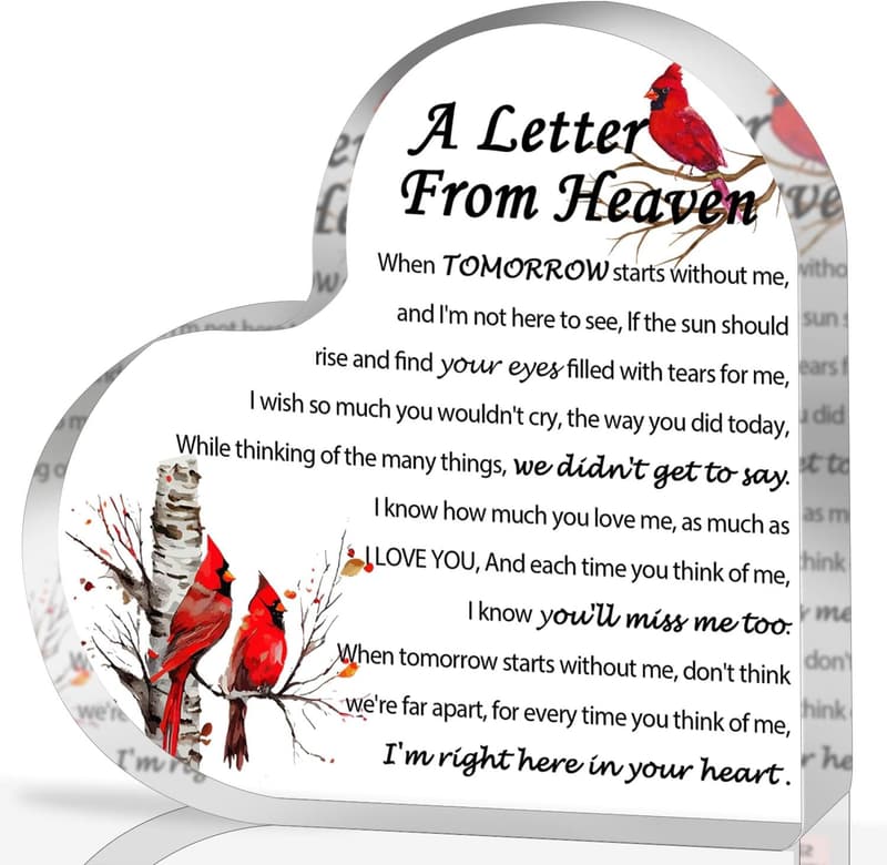 Sympathy Gift: Red Cardinal Crystal Acrylic Paperweight