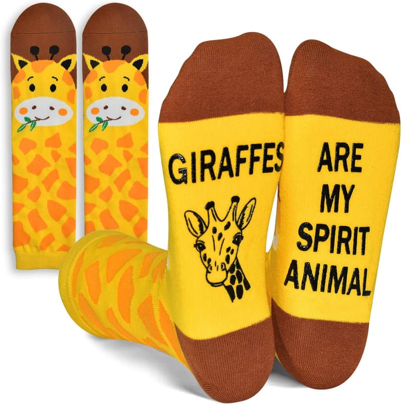 Animal Lover Socks: Funny Giraffe & Bunny Designs for Women