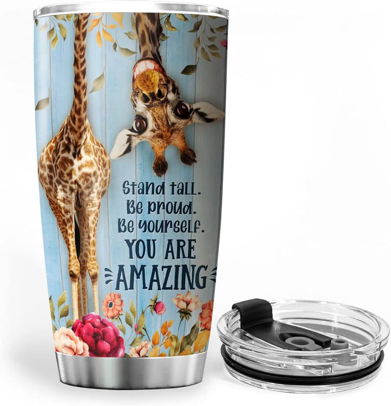 Inspirational Giraffe Tumbler - 20oz Stainless Steel Mug for Women