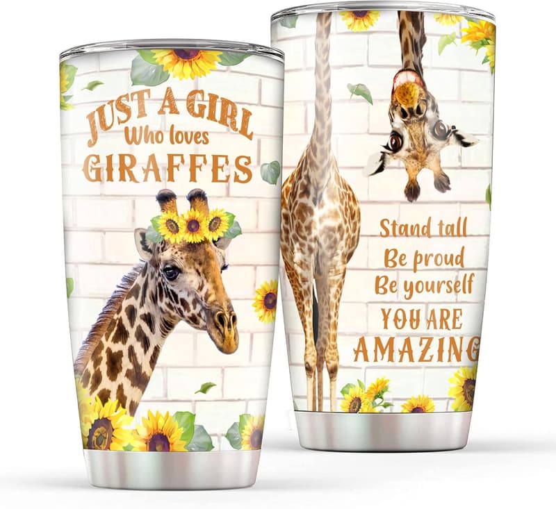 Giraffe-Themed Insulated Travel Tumbler 20oz - Birthday Gift