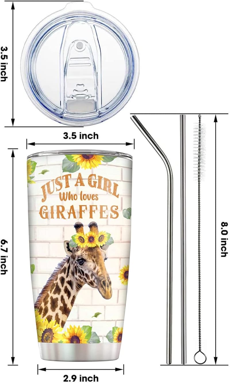 Giraffe-Themed Insulated Travel Tumbler 20oz - Birthday Gift