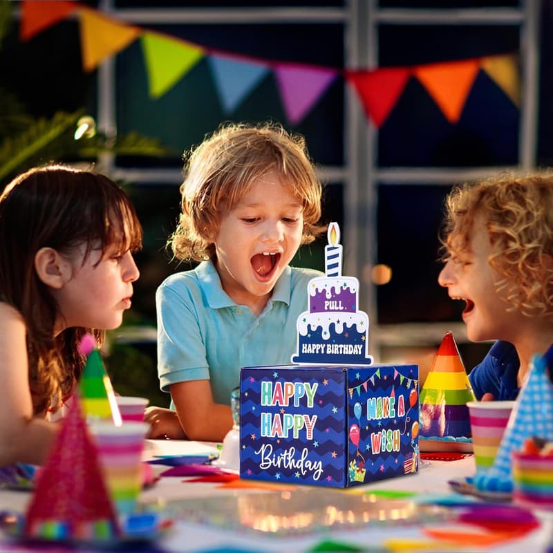 Birthday Money Box with Pull-Out Card & 100 Bags for Cash Gifts