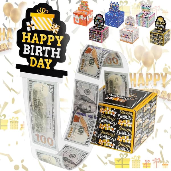 Creative Birthday Money Box with Cards & 48 Gift Bags (Yellow)