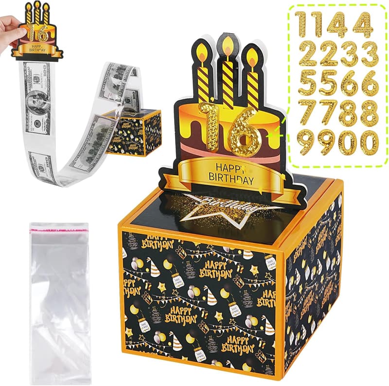 Birthday Cash Gift Pull Box for Fun Money Giving