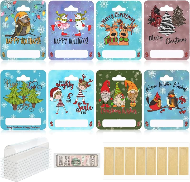 Christmas Money Holder Ornaments - 8-Pack Gift Card Holders