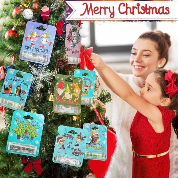 Christmas Money Holder Ornaments - 8-Pack Gift Card Holders
