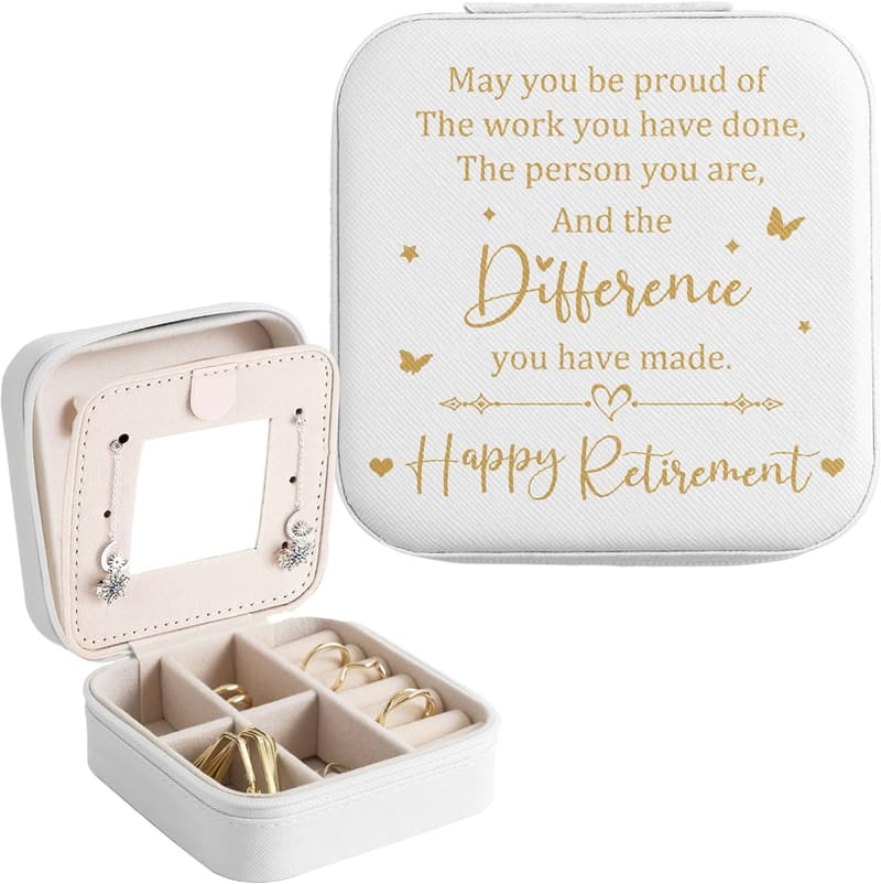 Retirement Jewelry Case Organizer for Women with Mirror