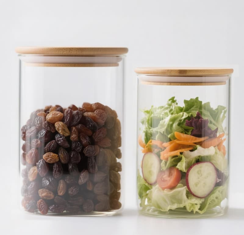 Airtight Glass Food Storage Jars with Bamboo Lids - 33 oz