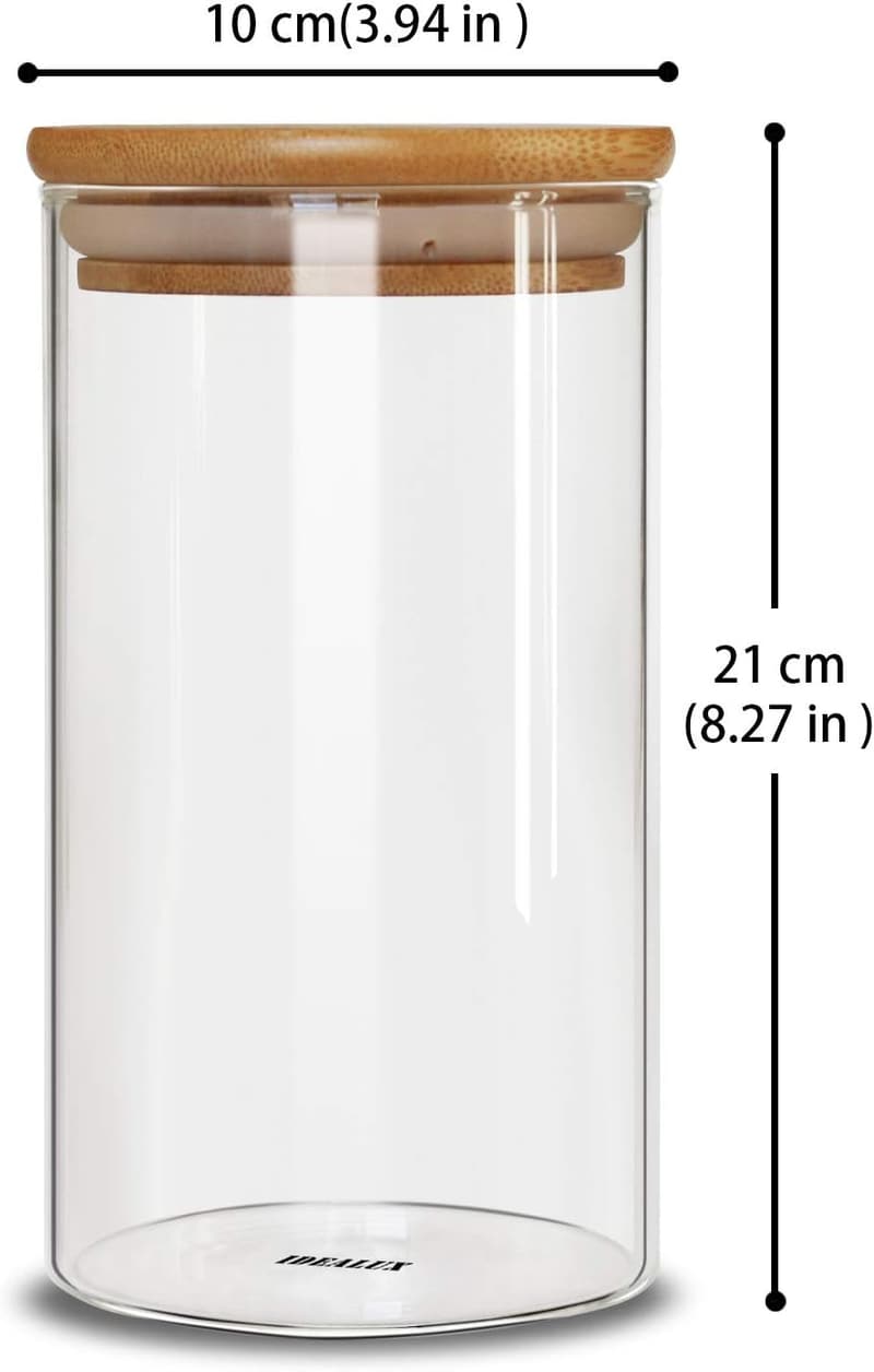 Round Glass Storage Jar Set - 48 oz Coffee & Food Container (2 Pack)