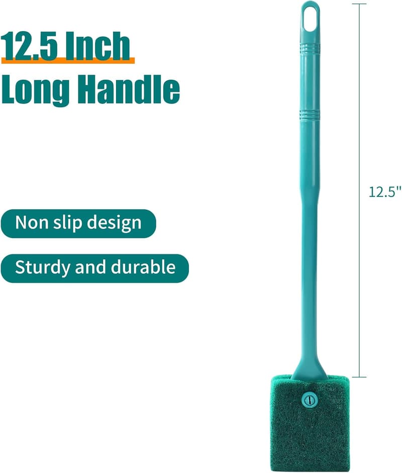 Aquarium Double-Sided Sponge Brush with Long Handle