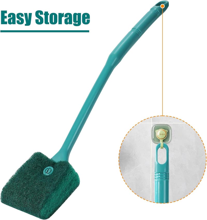 Aquarium Double-Sided Sponge Brush with Long Handle