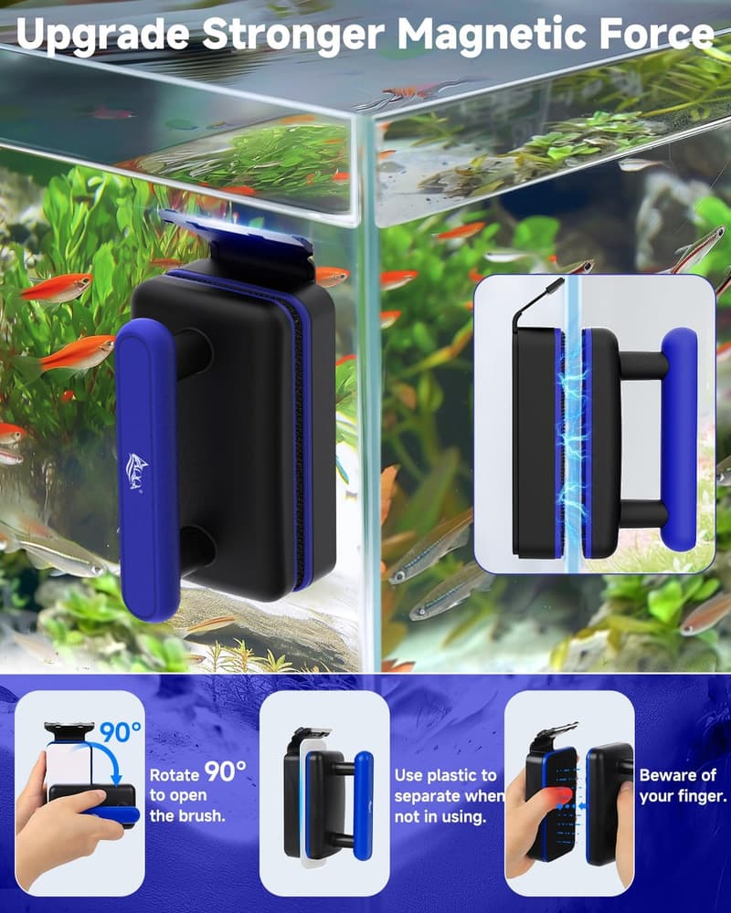 Aquarium Magnetic Glass Cleaner with Dual Blades