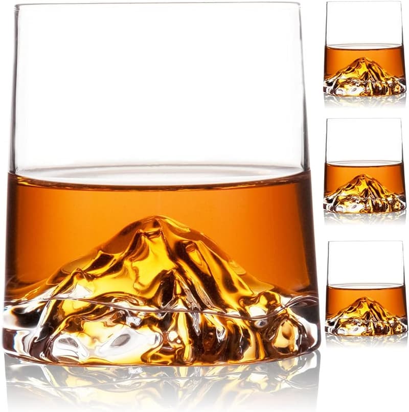 Set of 4 Old Fashioned Whiskey Glasses with Slate Coasters